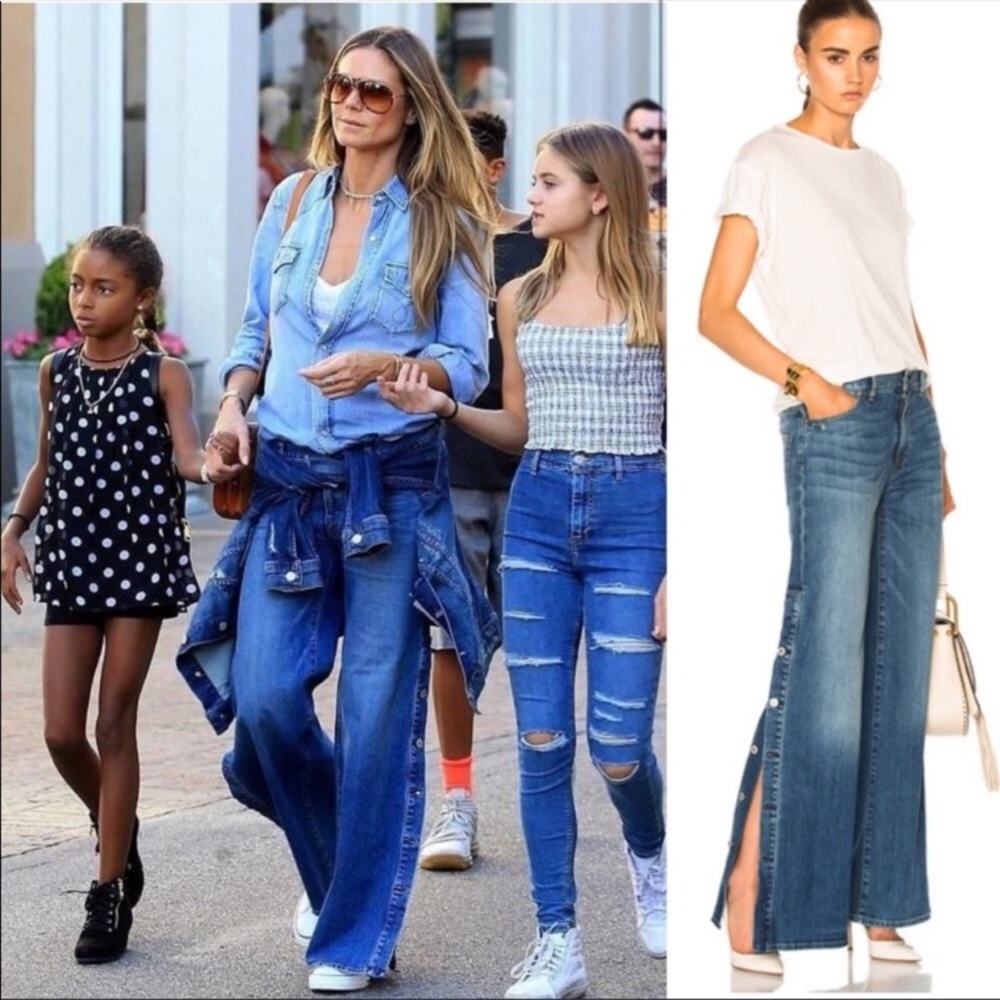 COPY - Nili Lotan Ena Wide Flare Mid Rise Denim Jeans 28